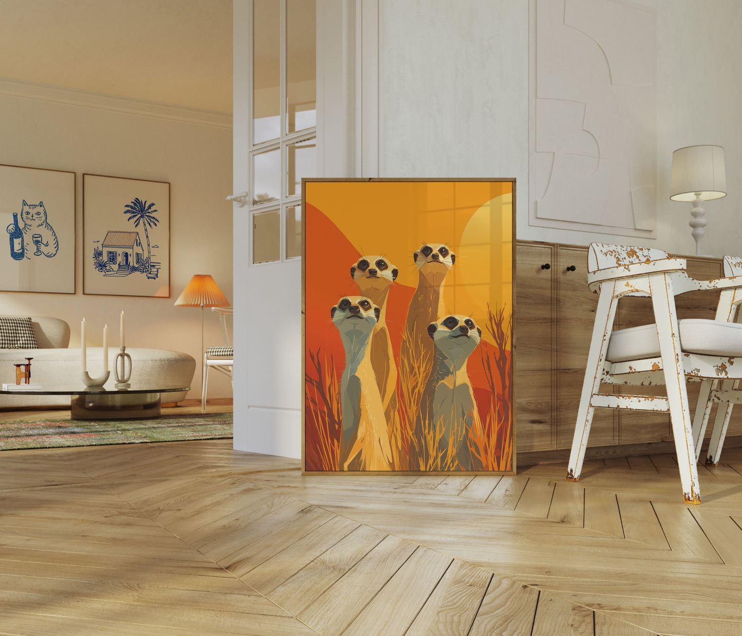 Meerkat Family Sunset Poster