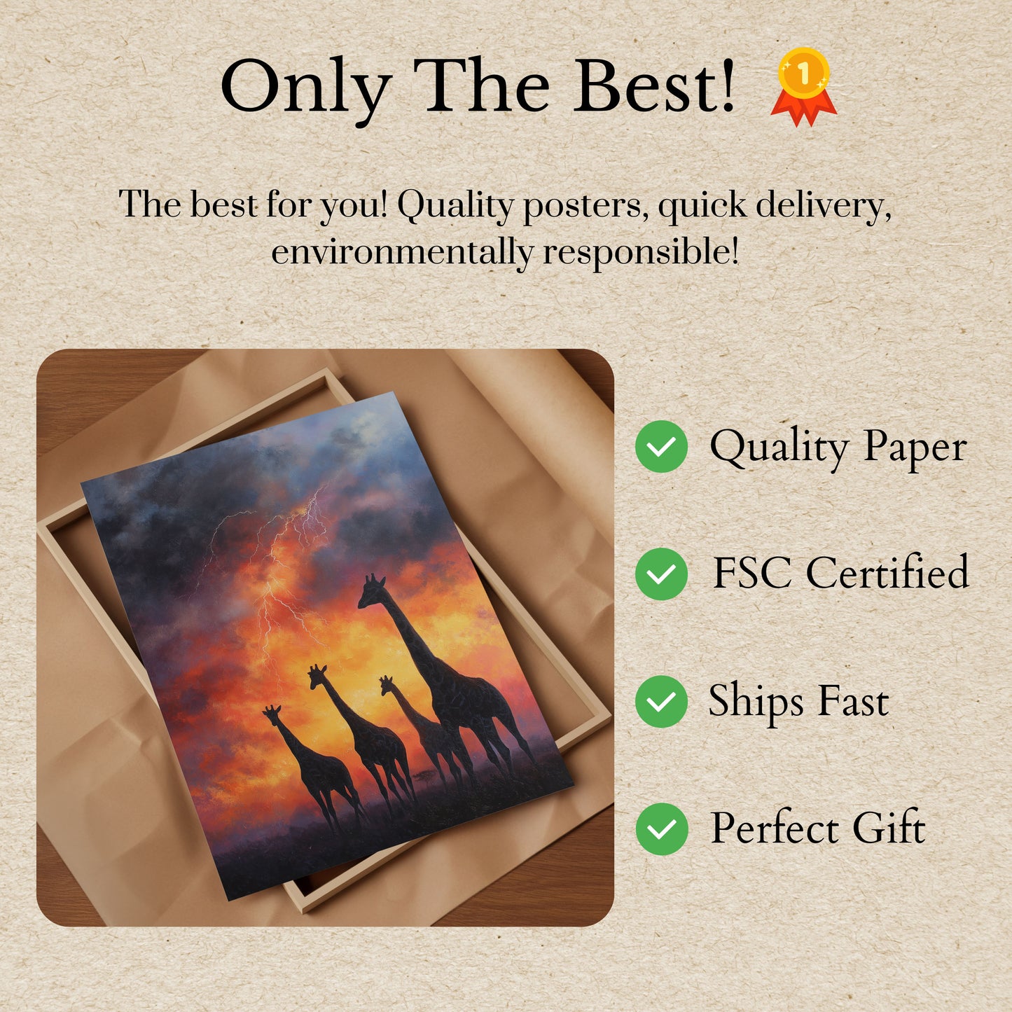 Pôster de Girafas Tempestade Raio