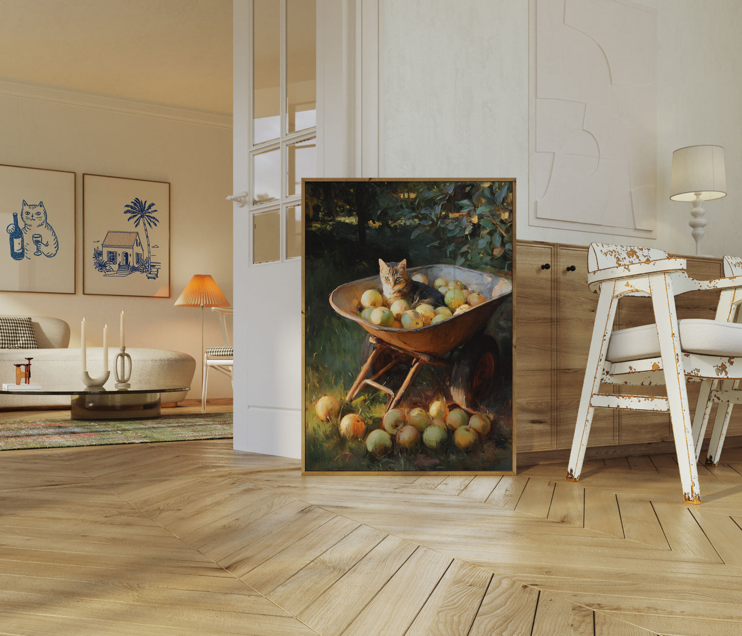 Cat in Apple Barrel Poster