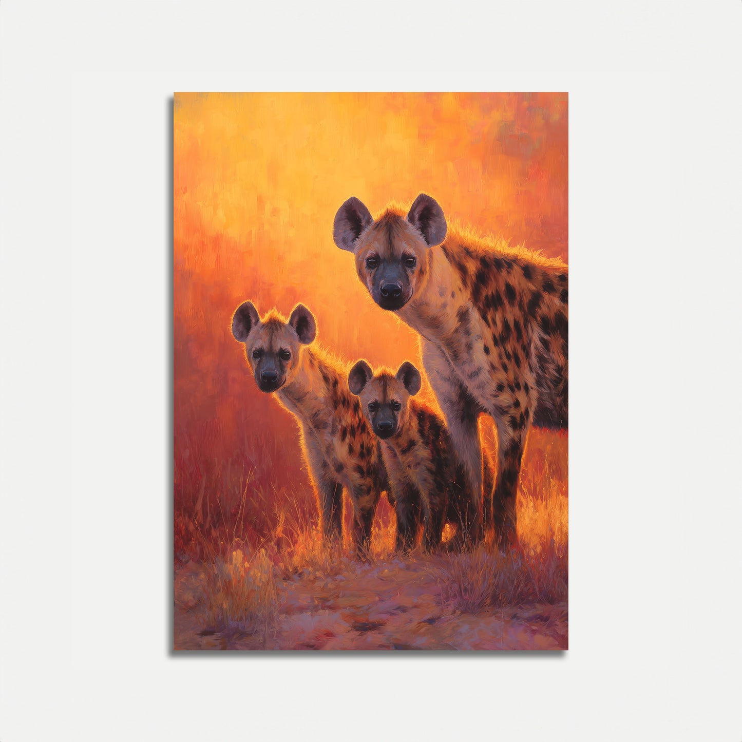 Afrikanske Hyæner ved Solnedgang Plakat