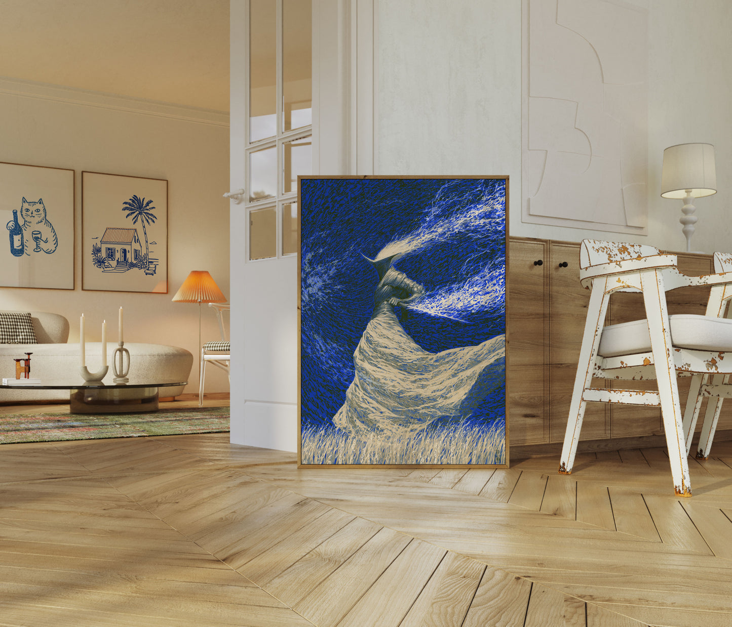 Elegant Swan in Blue Poster