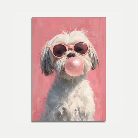 Cool Dog in Pink Sunglasses Poster