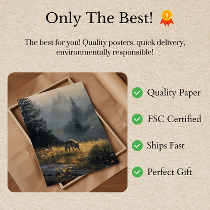 Misty Forest Wolf Wilderness Poster