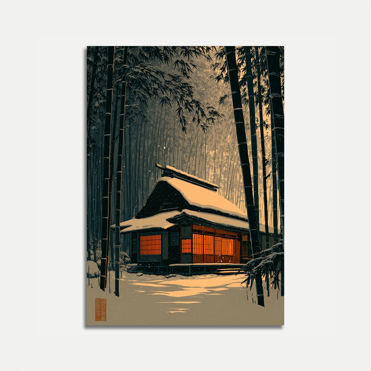 Affiche de Retraite du Temple du Bambou Enneigé