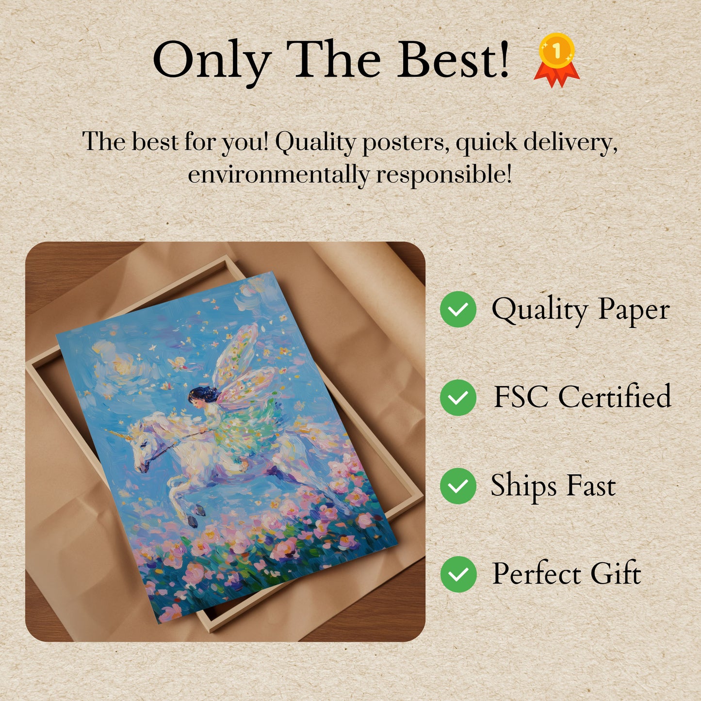 Fairy on Winged Horse Poster