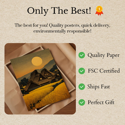 Japanese Village Golden Sunset Poster