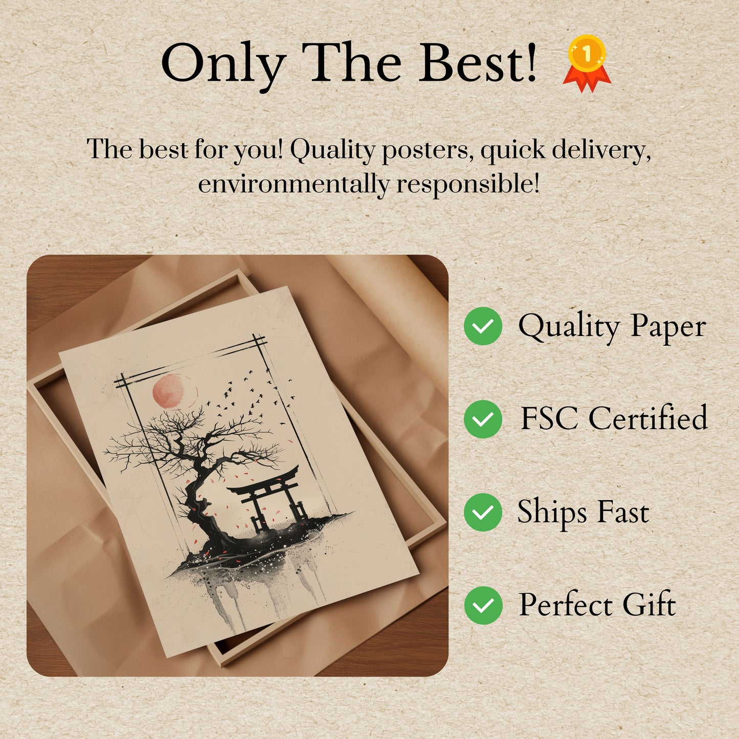 Póster Tranquilidad al atardecer en el Santuario Zen