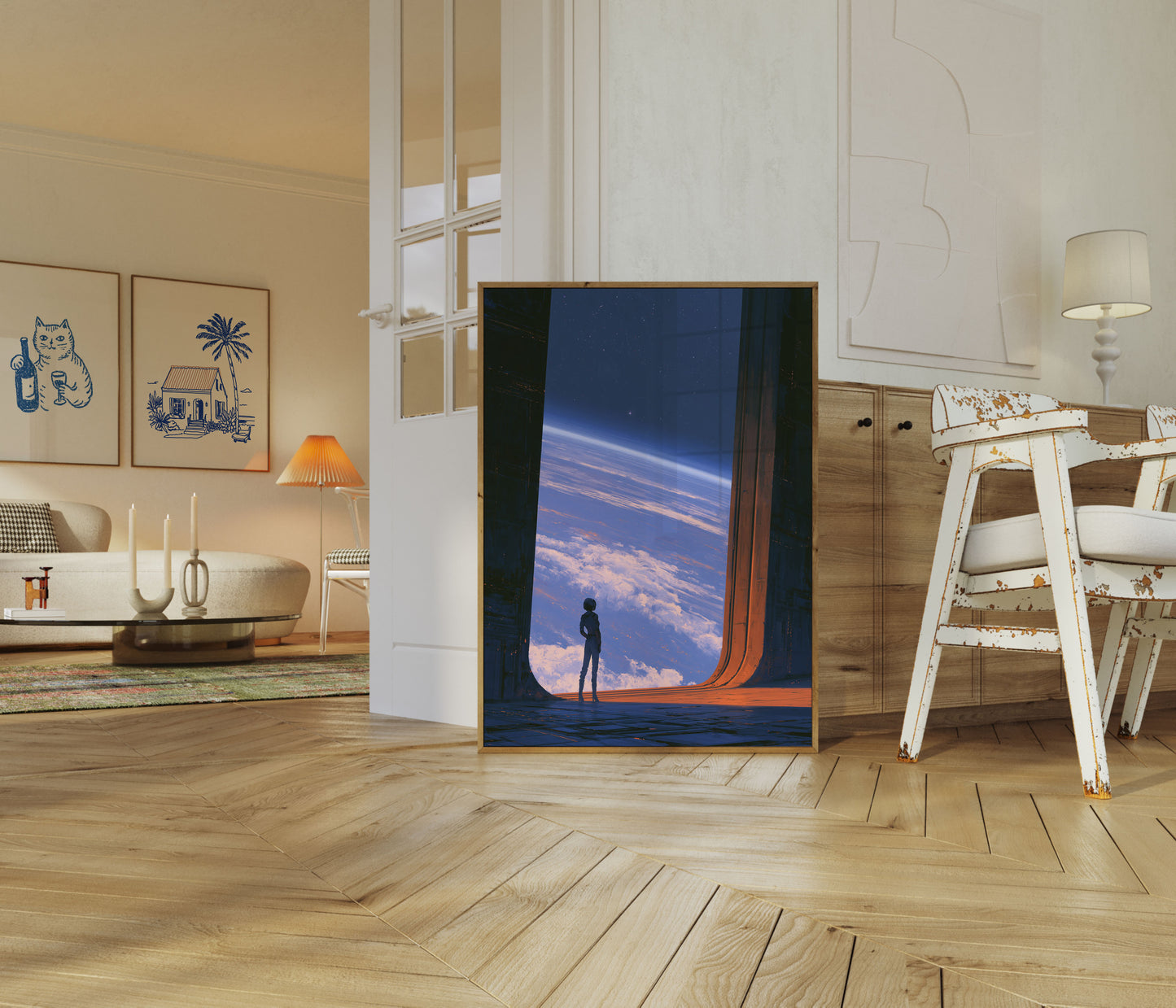 Astronaut die naar Aarde staart Poster