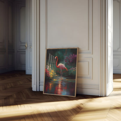 Póster del jardín del flamenco carmesí