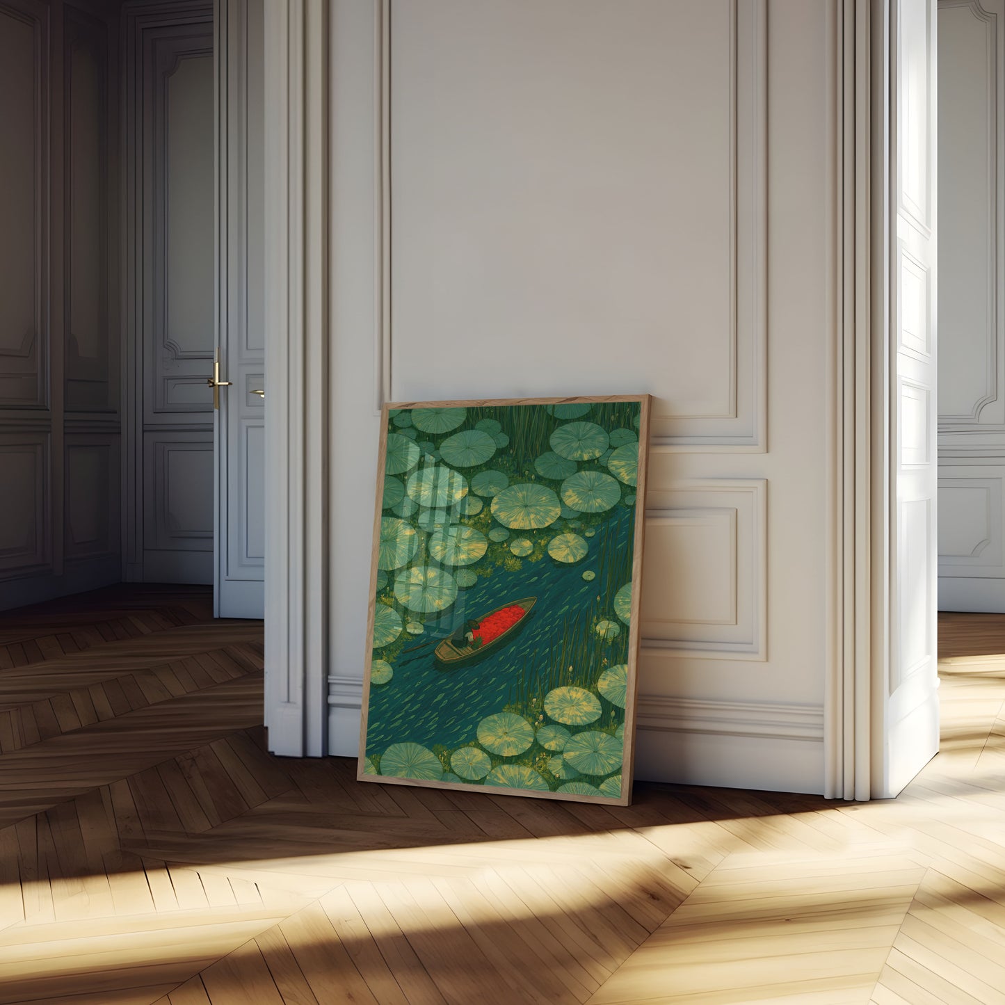 Serene Lily Pad Boat Poster