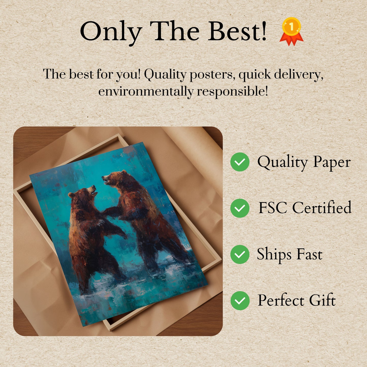 Två björnar står tillsammans affisch