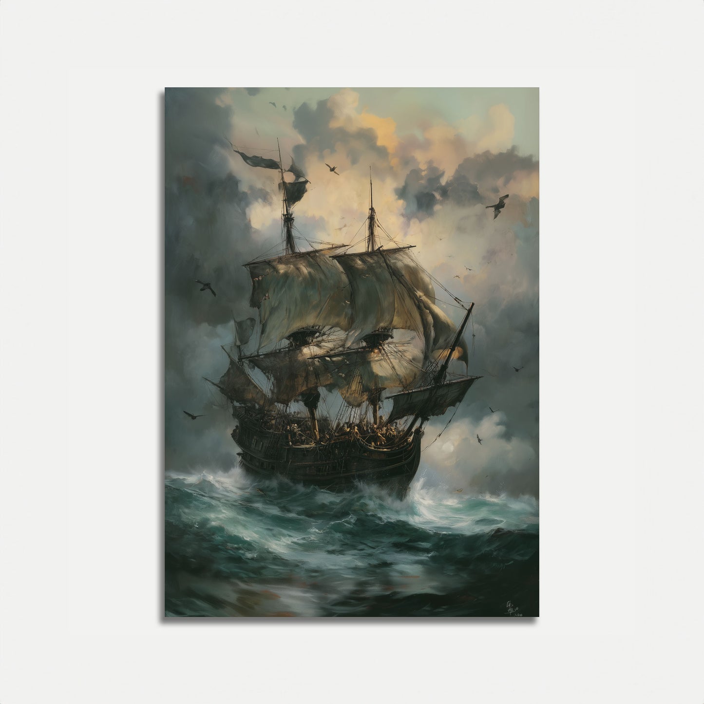 Stormy Pirate Ship Nautical Poster