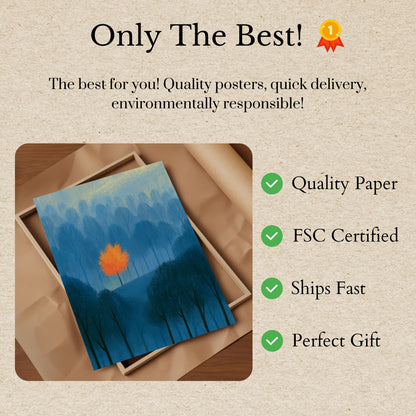 Solitary Orange Tree Forest Poster