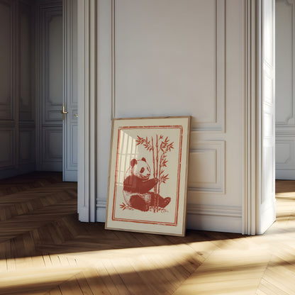 Rustic Panda Bamboo Poster