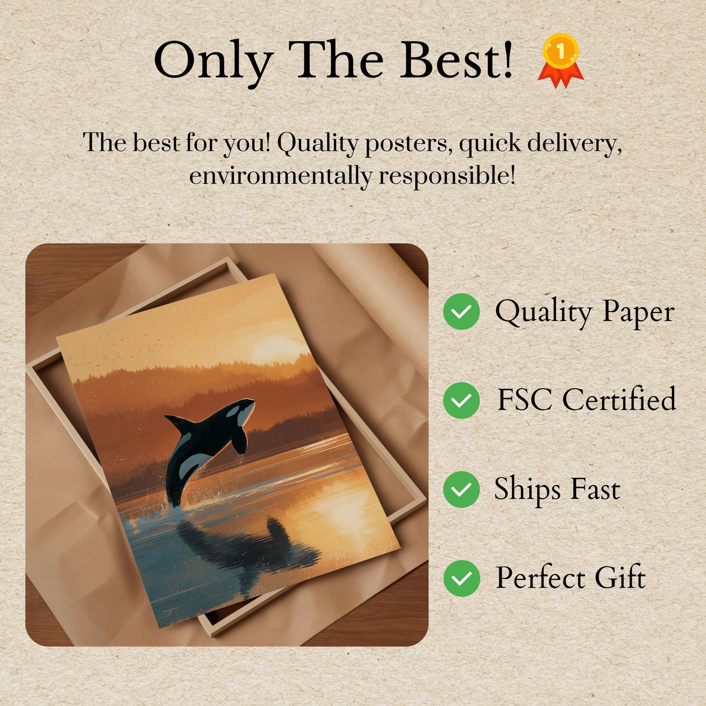 Sunset Orca Leap Poster