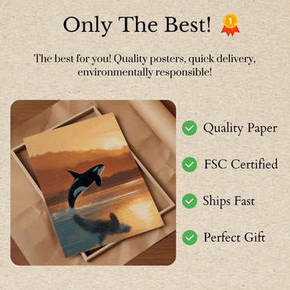 Sunset Orca Leap Poster