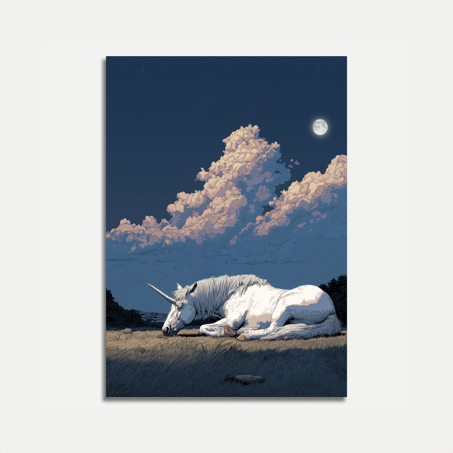 Sogni di Unicorno al Chiaro di Luna Poster
