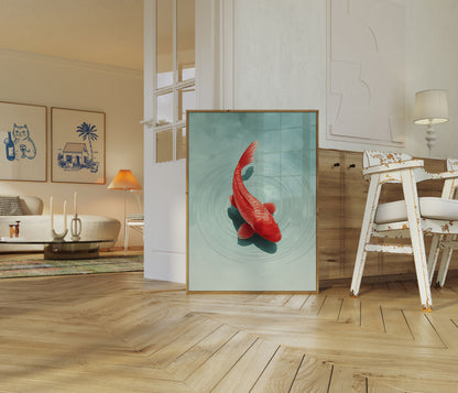 Póster de armonía de koi carmesí