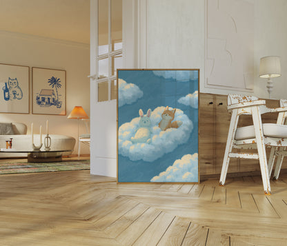 Dreaming Animals on Clouds Poster