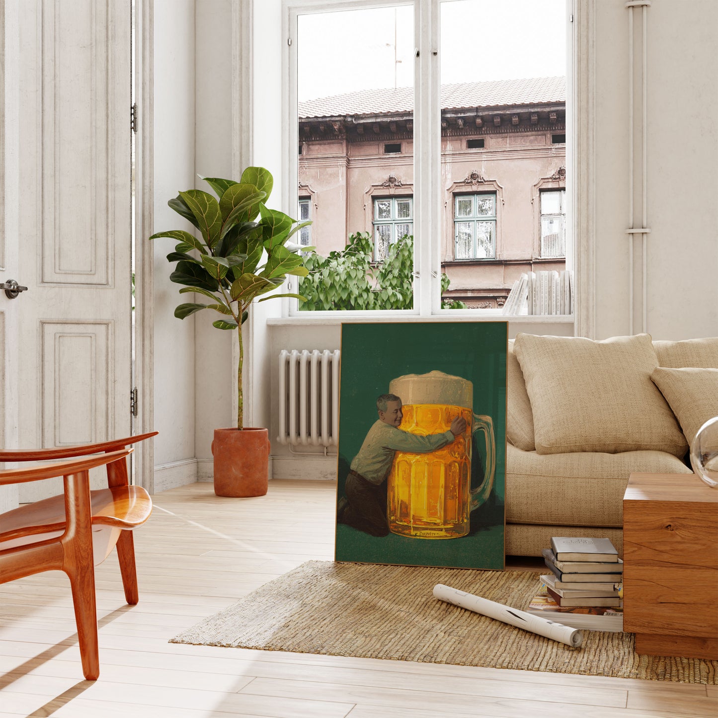 Giant Beer Mug Embrace Poster