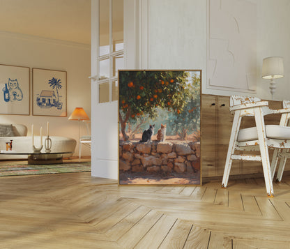 Katte Under Orange Træ Plakat