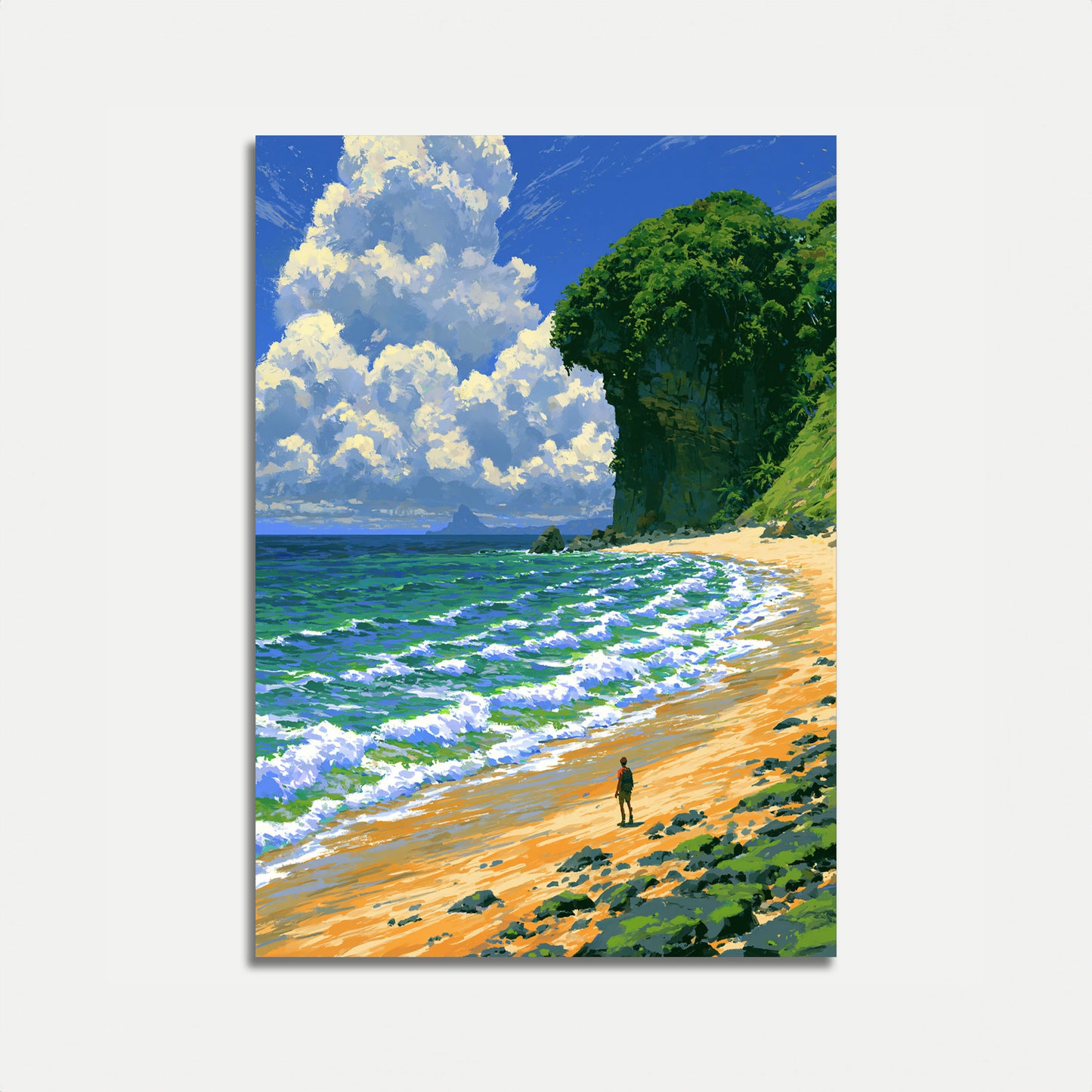 Solitær Vandrer Strandbugt Plakat