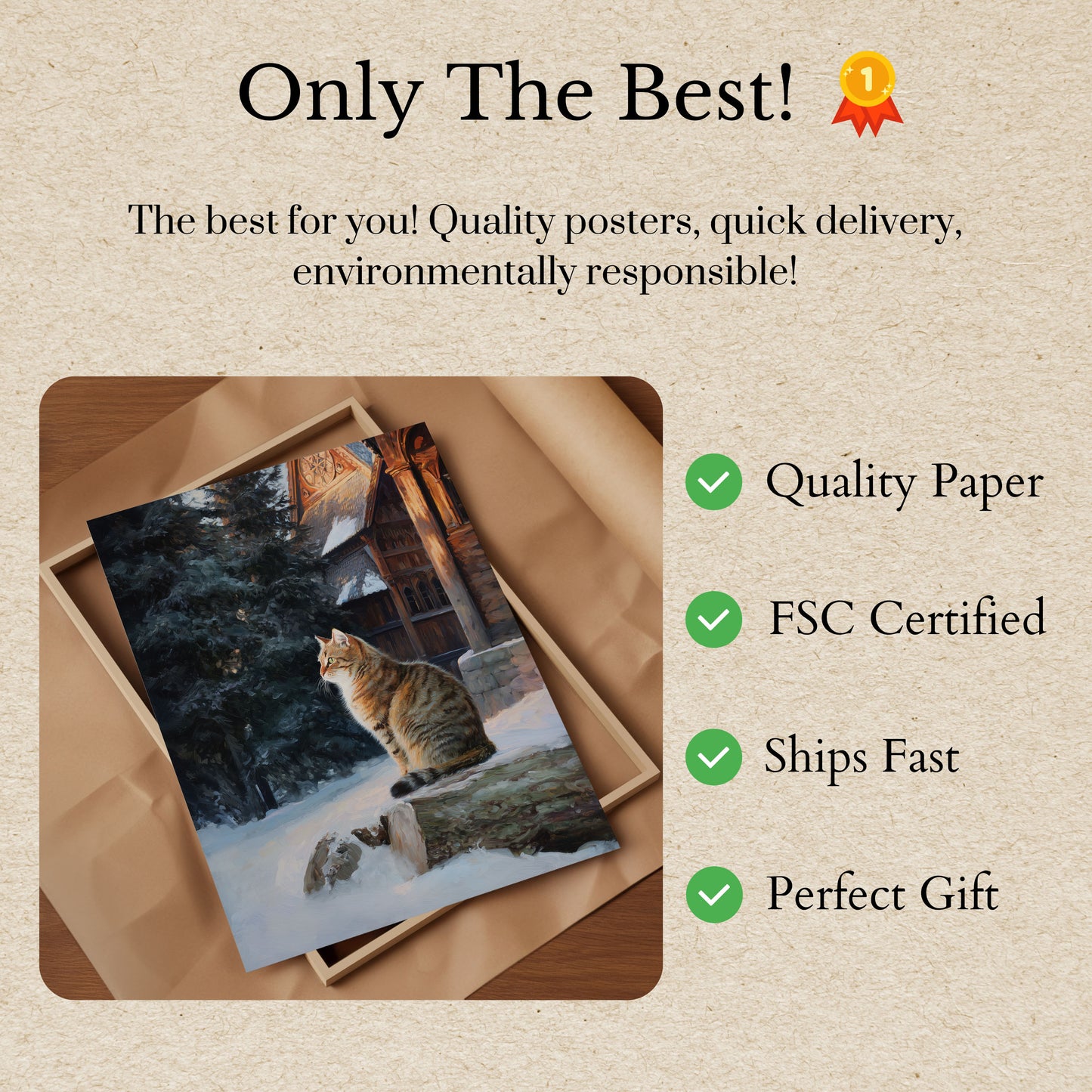 Tabby Cat in Winter Castle Poster