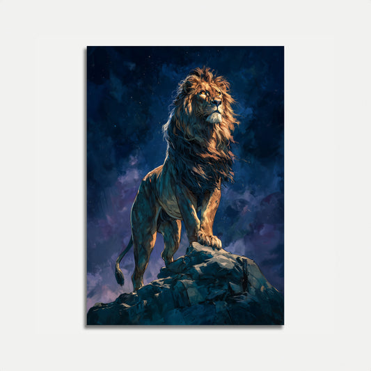 Majestic Lion Night Sky Poster