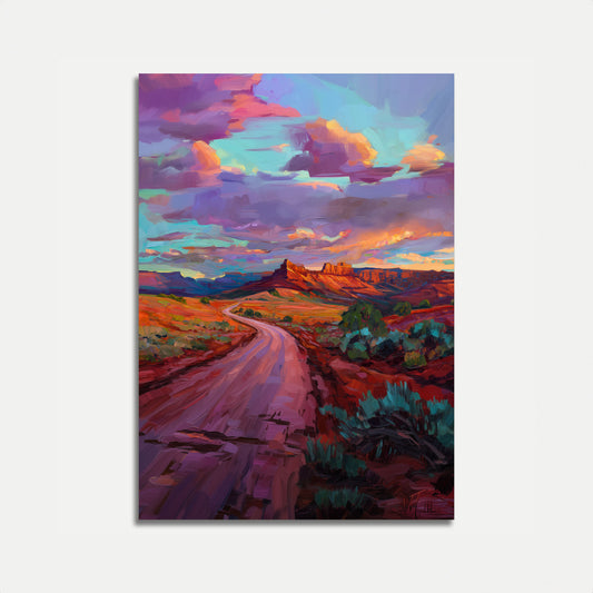 Krajinný plakát Pouštní silnice za soumraku