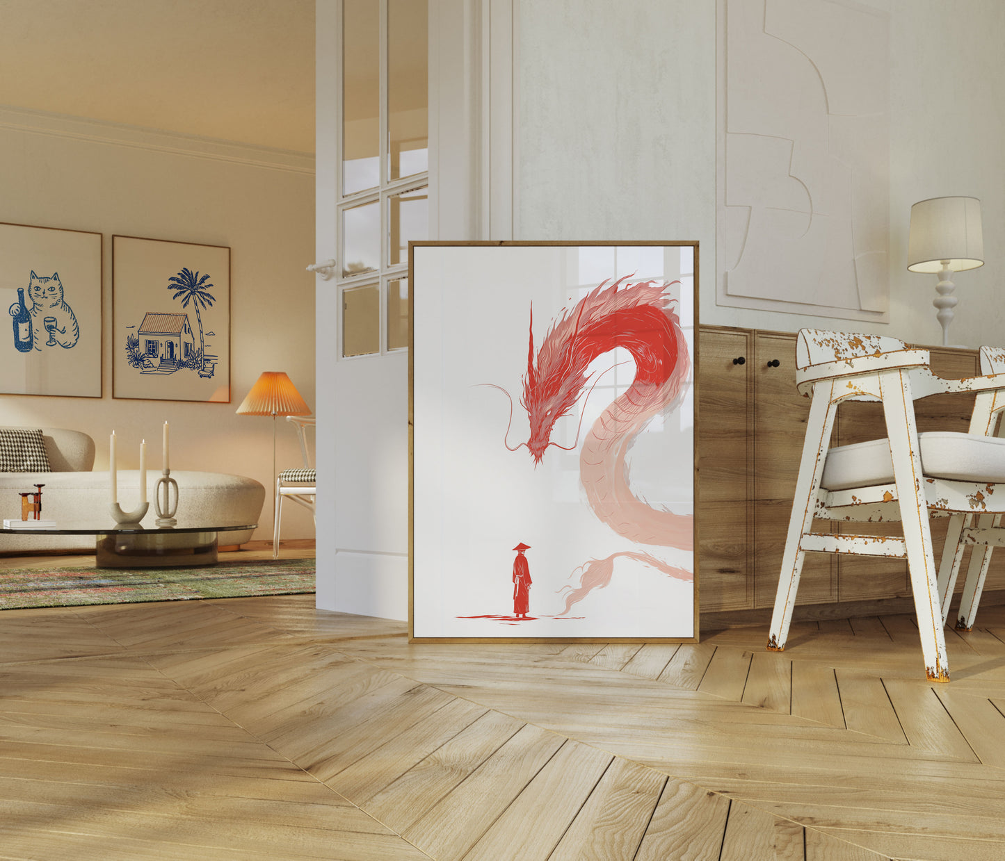 Póster del guardián del dragón carmesí