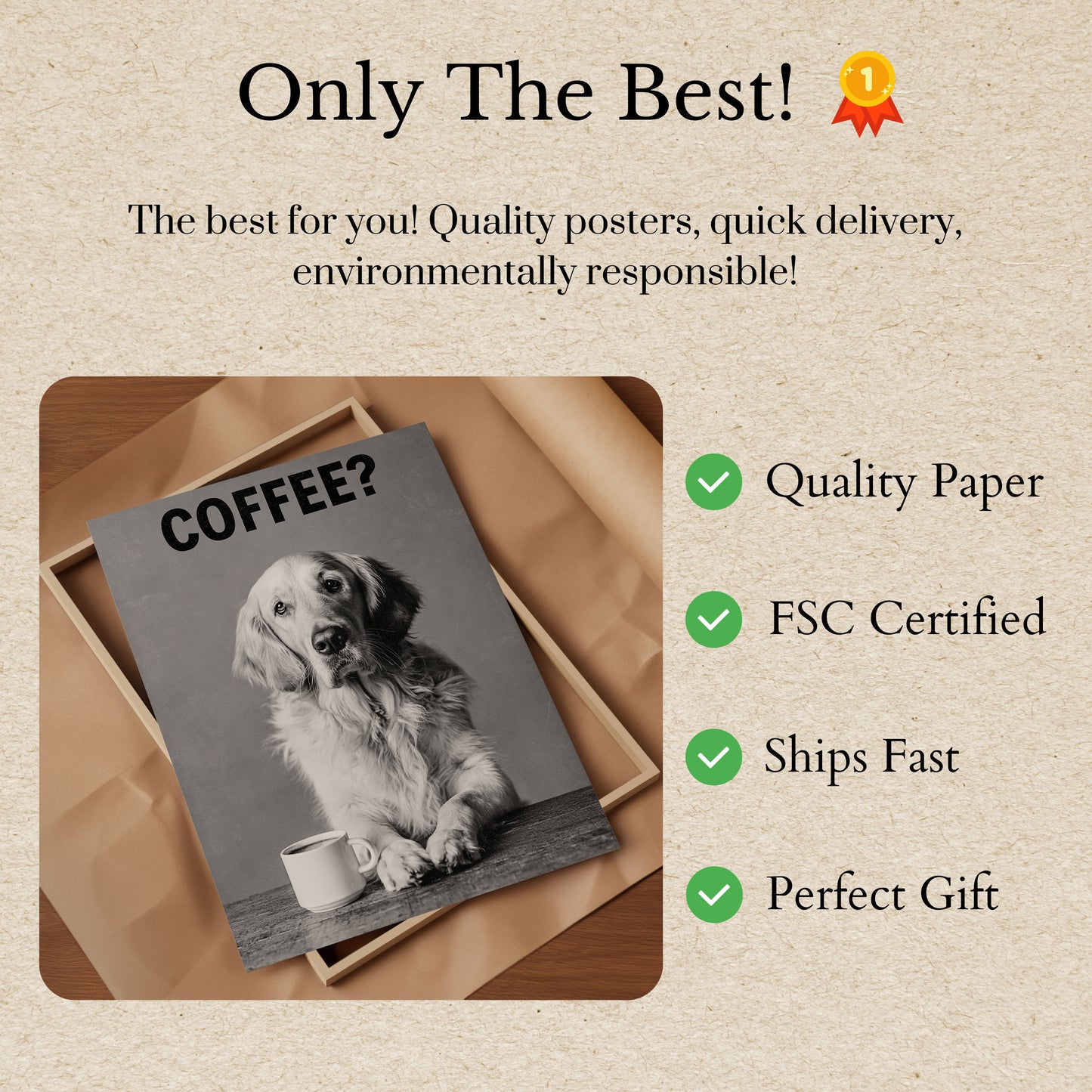 Coffee Loving Dog Poster