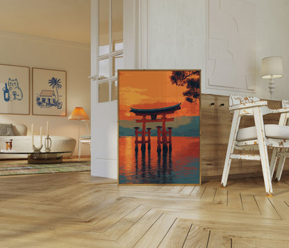 Affiche Coucher de Soleil Portique Torii Japonais
