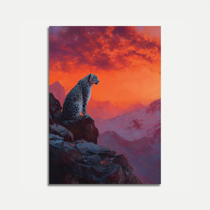 Sneeuwluipaard Berg Zonsondergang Poster