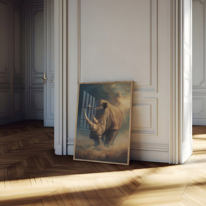 Póster de Majestuoso Rinoceronte en la Naturaleza