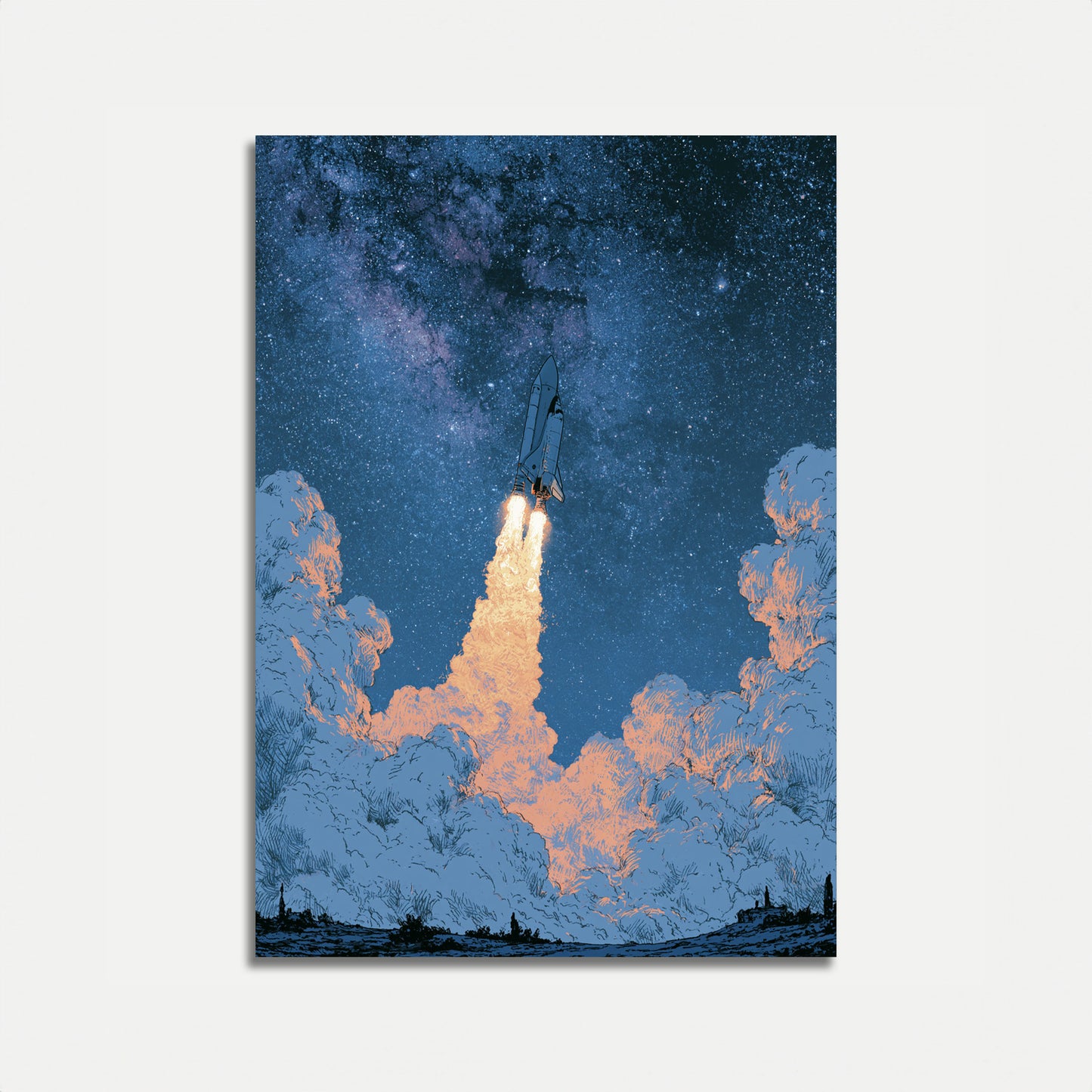 Space Shuttle Launch Night Poster