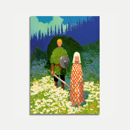 Plakat Średniowiecznych Wojowników w Rozkwicie