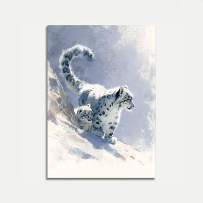 Sneeuwluipaard Moeder en Welp Poster