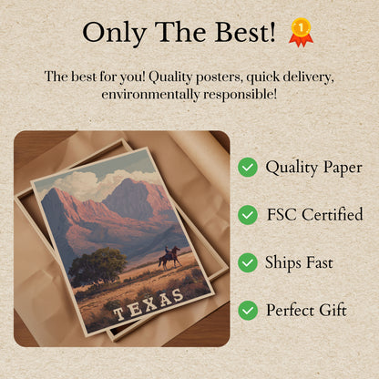 Lone Rider Texas Landscape Poster