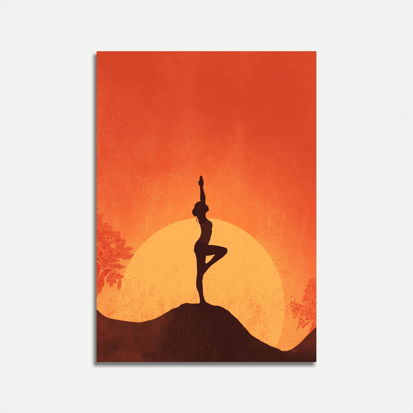 Affiche d'équilibre de yoga au lever du soleil