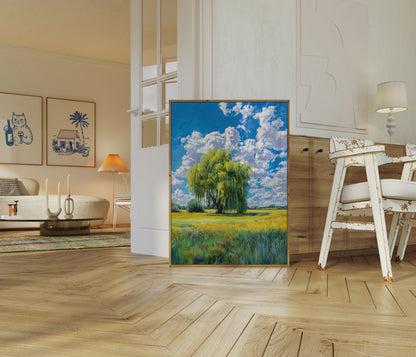 Maestoso Salice Sotto Cieli Nuvolosi Poster