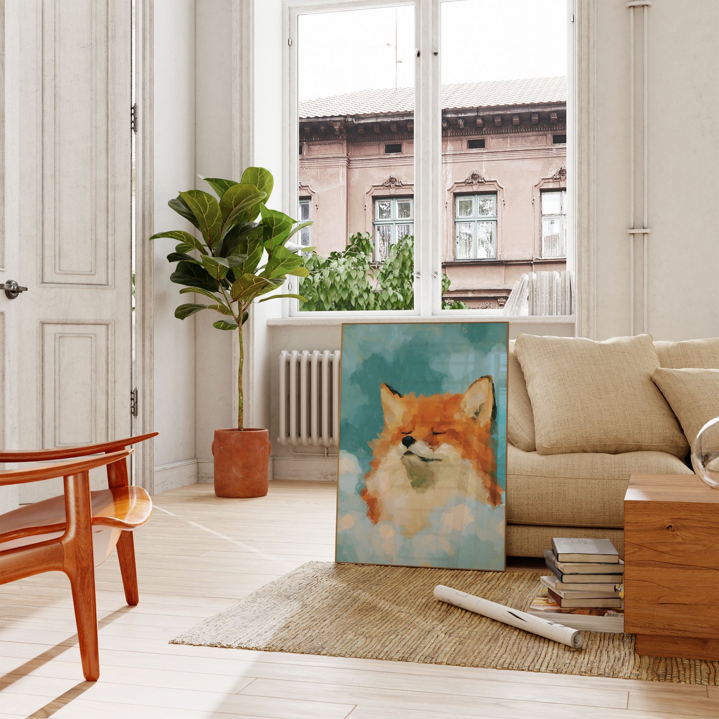 Peaceful Fox in Clouds Poster