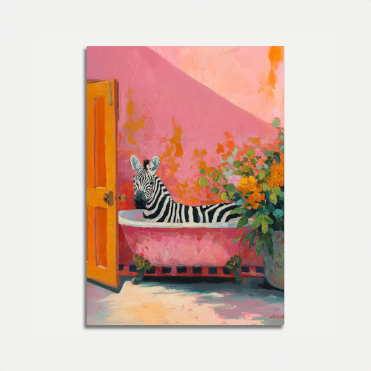Zebra Bath Time Art Poster