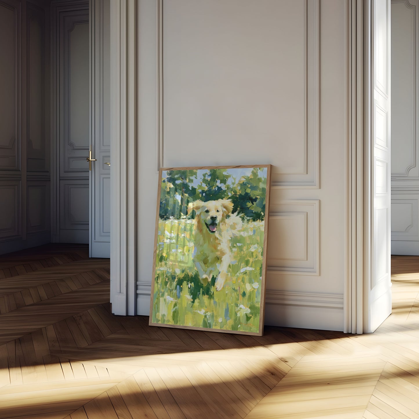 Golden Retriever in Wildflower Field Poster