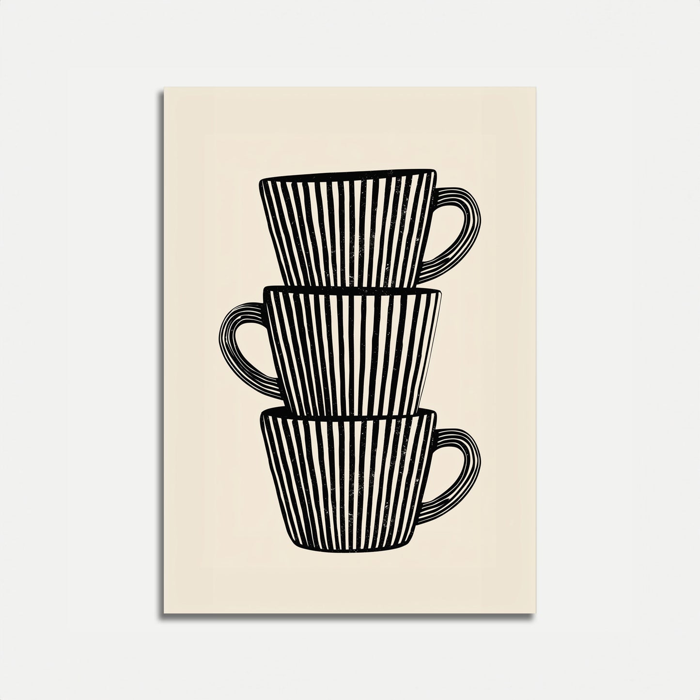 Gestapelte Kaffeetassen Strichzeichnung Poster