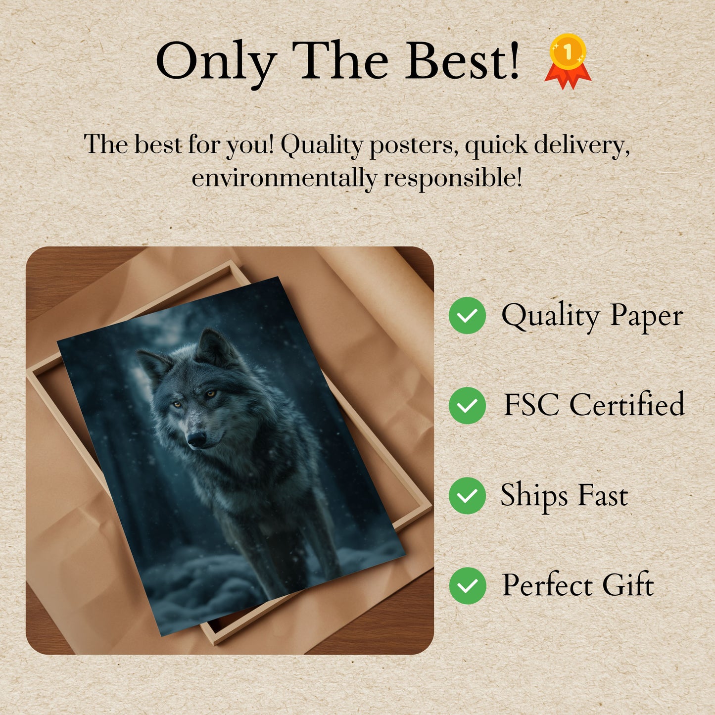 Lone Wolf Winter Forest Poster