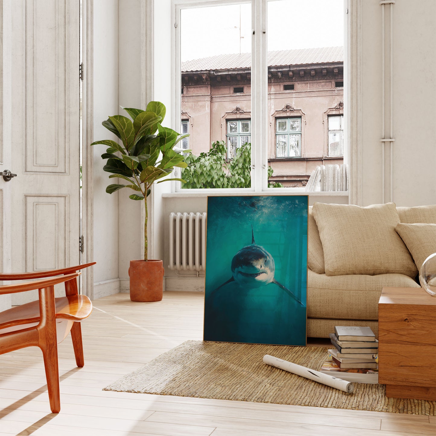 Hvid Hajfisk Ocean Plakat