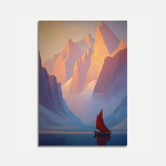 Crimson Sail Mountain Poster