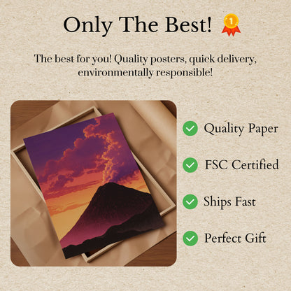 Volcanic Sunset Mountain Poster