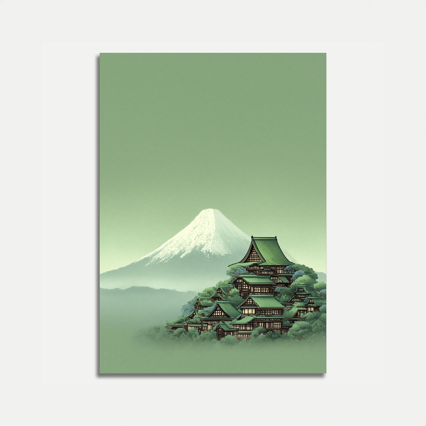 Poster di Paesaggio Montano di un Tempio Giapponese