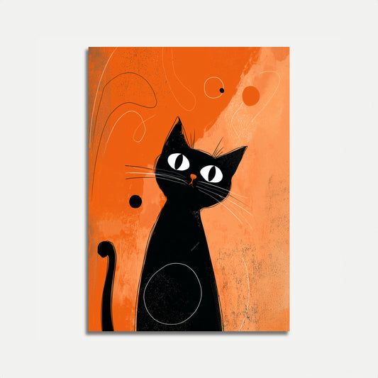 Midnight Orange Cat Poster